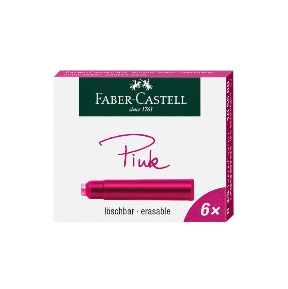 różowe naboje do pióra faber castell 6 sztuk w kartonowym opakowaniu